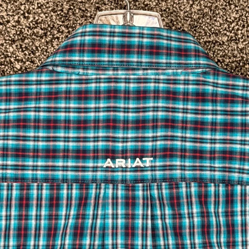 Ariat Pro Series Shirt Mens M Blue Plaid Armpit Vents‎ Western Cowboy Rodeo